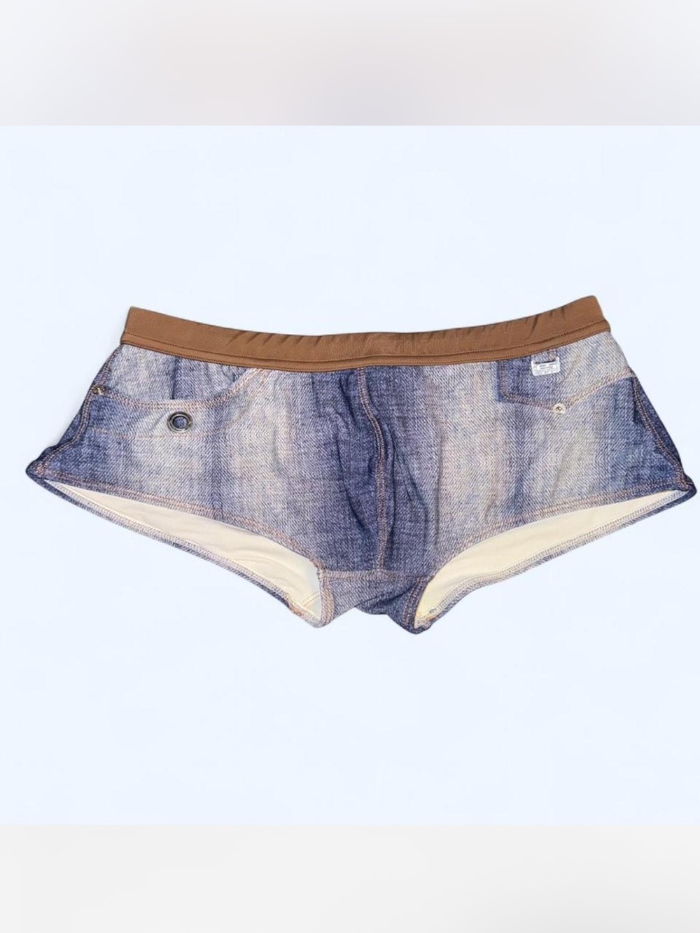 Blue denim print men’s swim brief